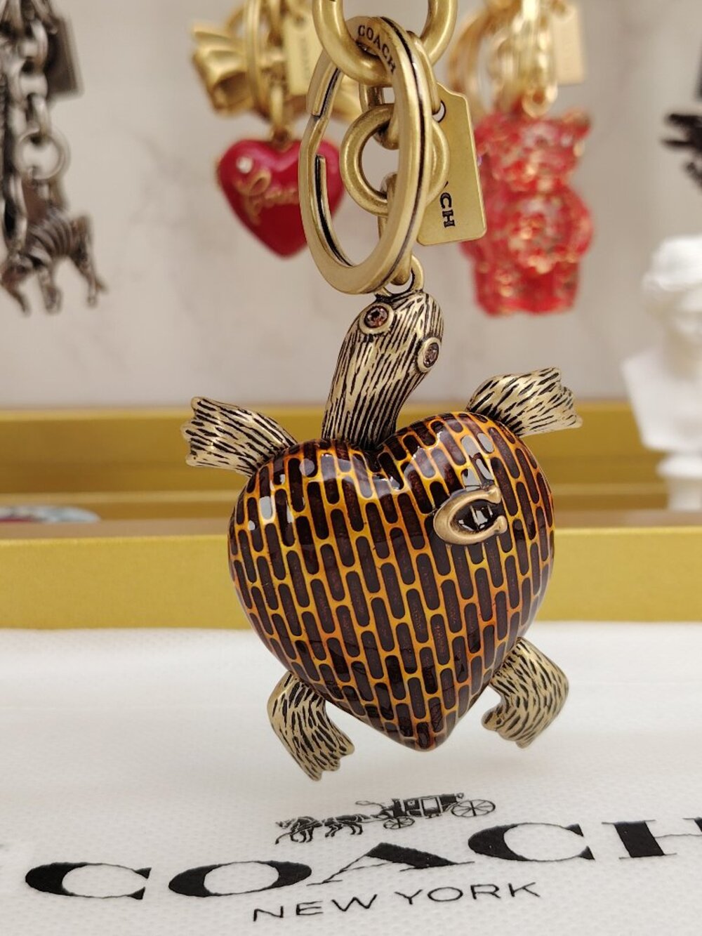 COACH Turtle Bag Charm Keychain Coach Bag Accessories - Picture 8 of 9